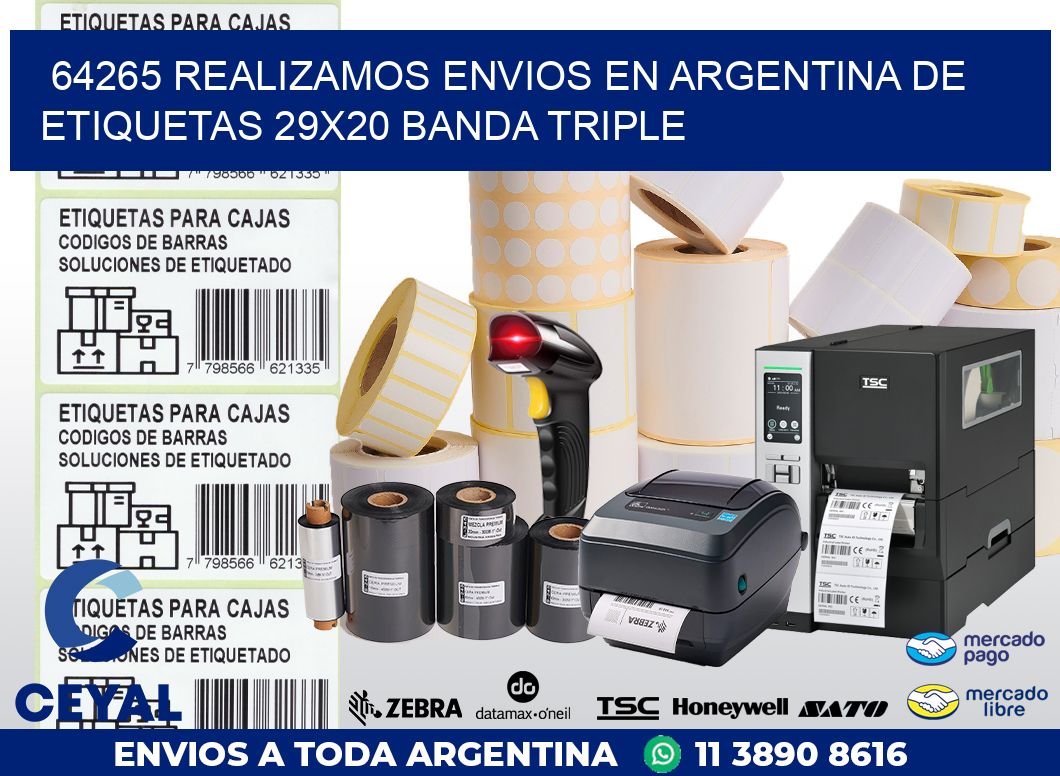 64265 REALIZAMOS ENVIOS EN ARGENTINA DE ETIQUETAS 29X20 BANDA TRIPLE