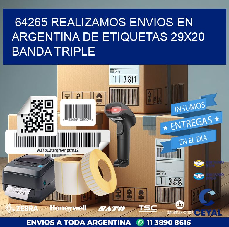 64265 REALIZAMOS ENVIOS EN ARGENTINA DE ETIQUETAS 29X20 BANDA TRIPLE