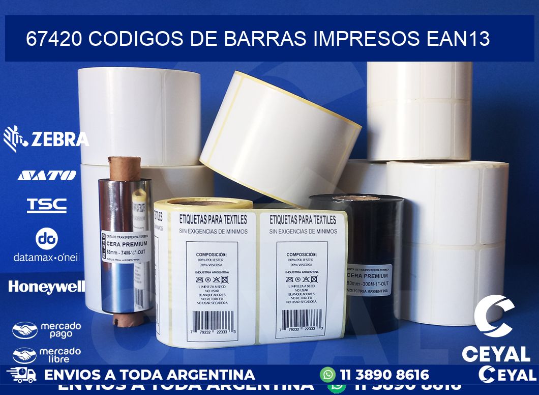 67420 codigos de barras impresos ean13
