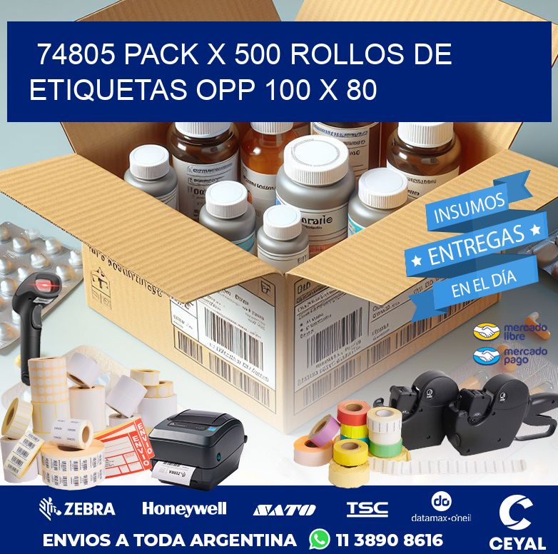 74805 PACK X 500 ROLLOS DE ETIQUETAS OPP 100 X 80