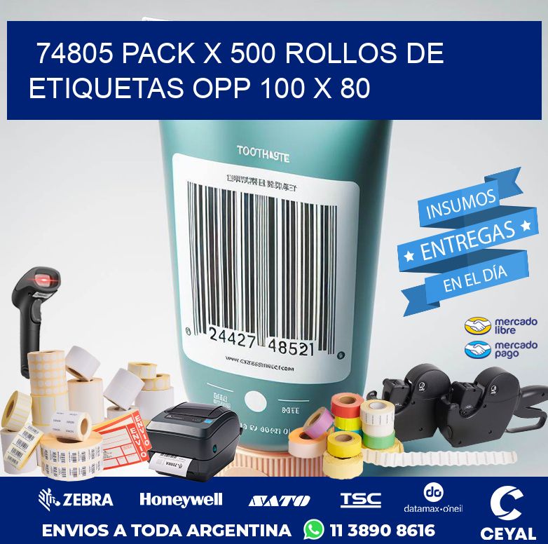 74805 PACK X 500 ROLLOS DE ETIQUETAS OPP 100 X 80