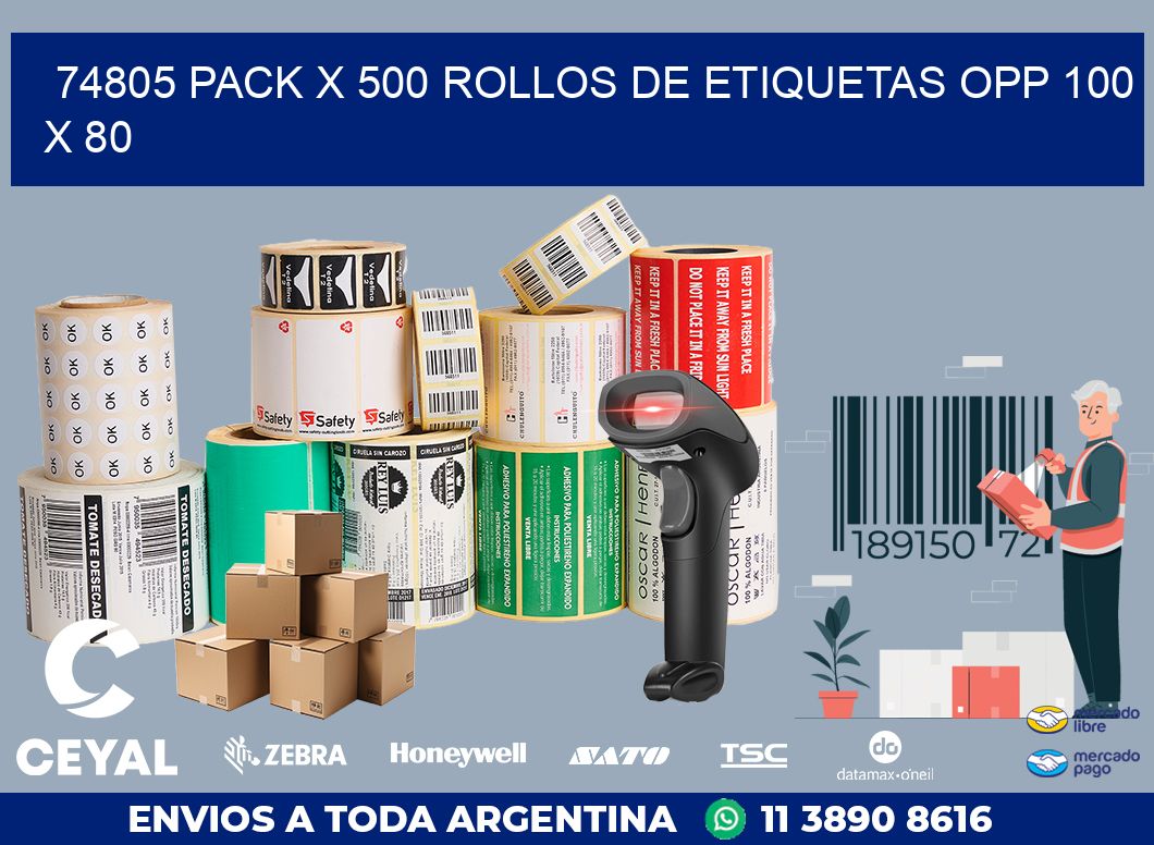 74805 PACK X 500 ROLLOS DE ETIQUETAS OPP 100 X 80