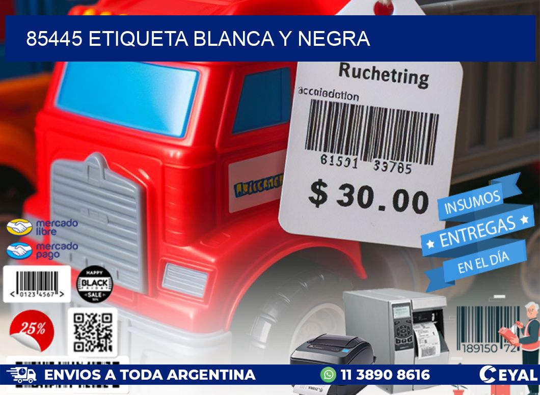 85445 etiqueta blanca y negra