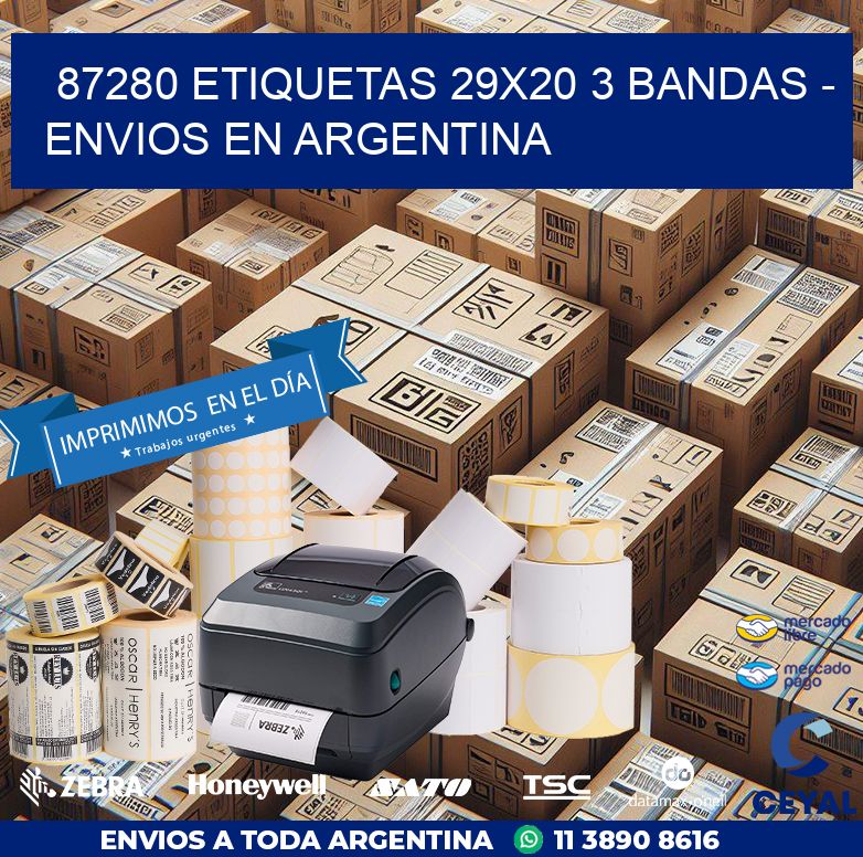 87280 ETIQUETAS 29X20 3 BANDAS - ENVIOS EN ARGENTINA