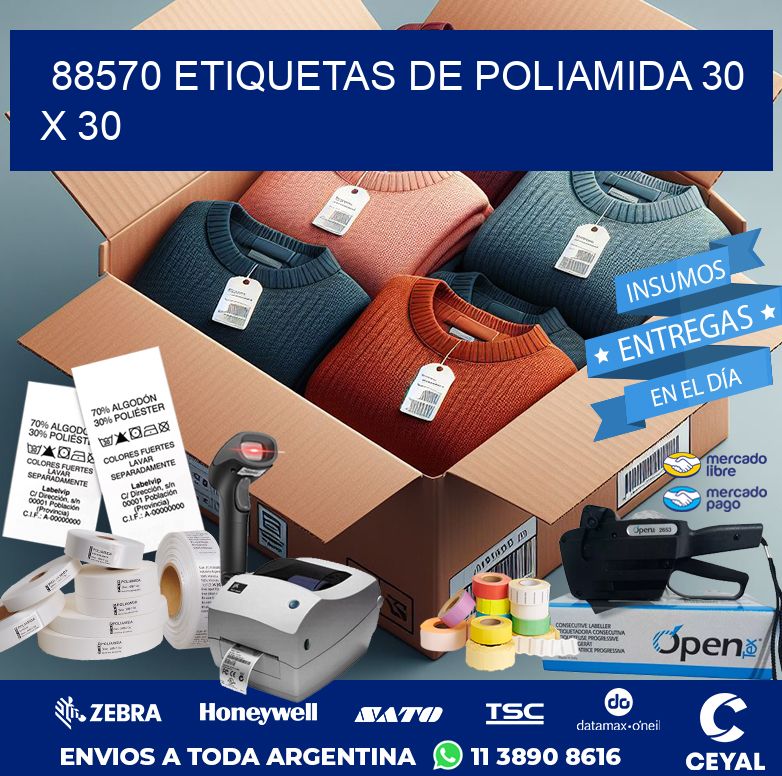 88570 ETIQUETAS DE POLIAMIDA 30 X 30
