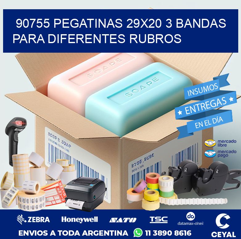 90755 PEGATINAS 29X20 3 BANDAS PARA DIFERENTES RUBROS