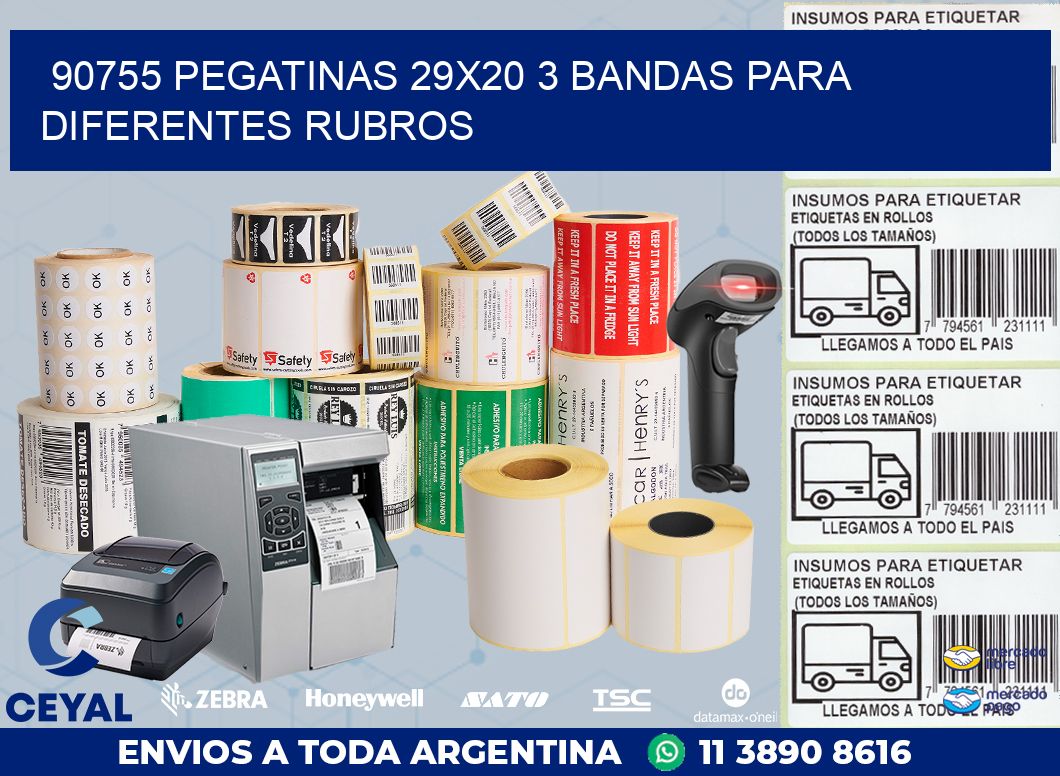 90755 PEGATINAS 29X20 3 BANDAS PARA DIFERENTES RUBROS