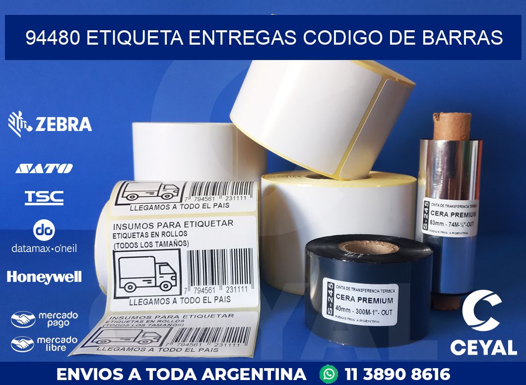 94480 ETIQUETA ENTREGAS CODIGO DE BARRAS