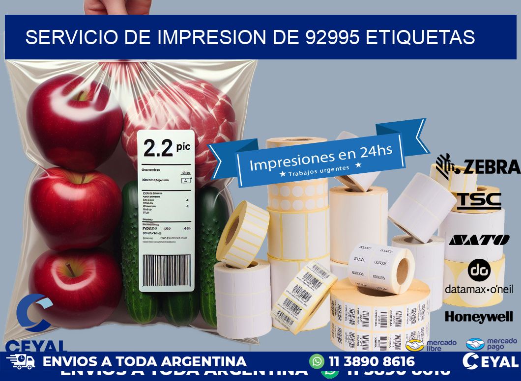 SERVICIO DE IMPRESION DE 92995 ETIQUETAS