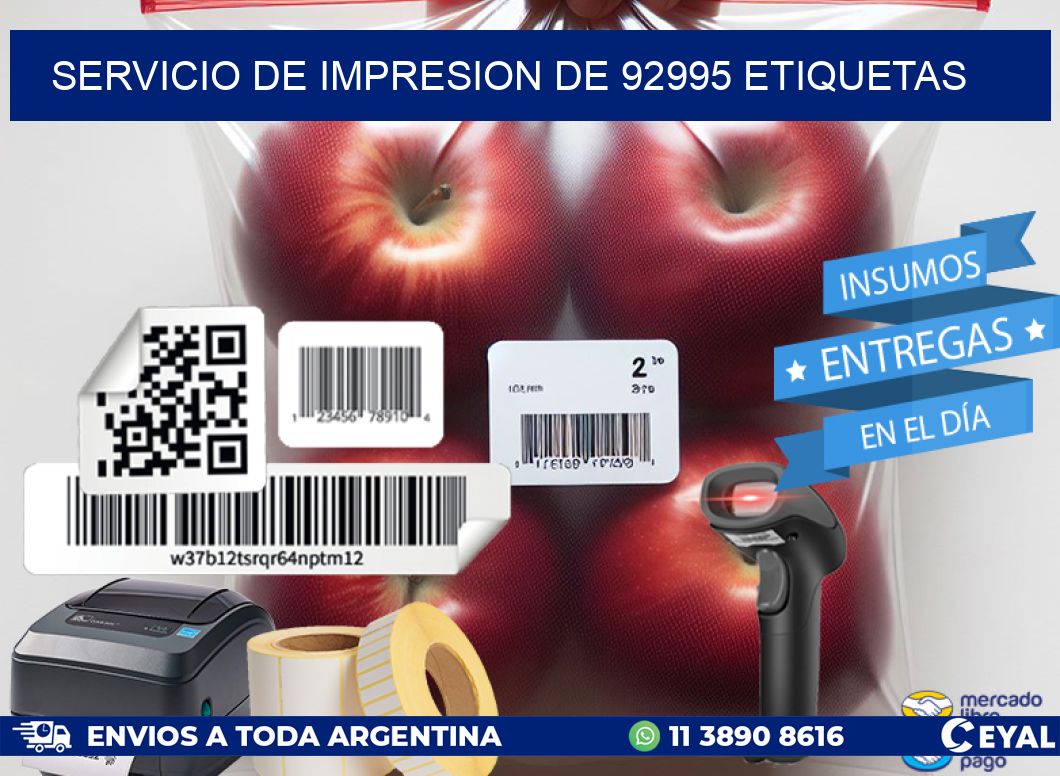 SERVICIO DE IMPRESION DE 92995 ETIQUETAS