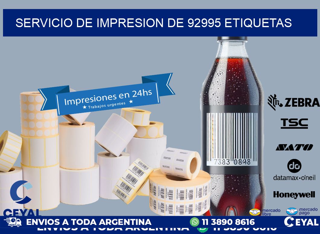 SERVICIO DE IMPRESION DE 92995 ETIQUETAS