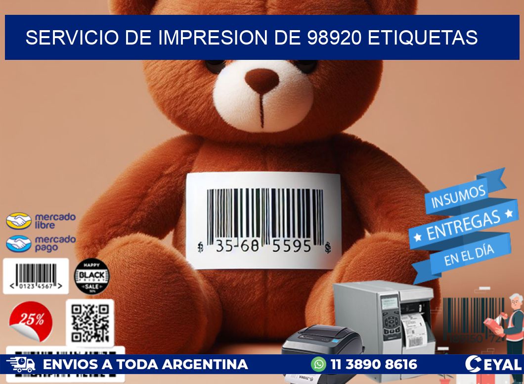 SERVICIO DE IMPRESION DE 98920 ETIQUETAS