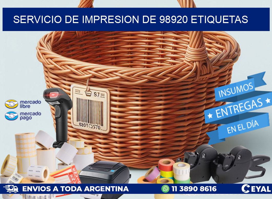 SERVICIO DE IMPRESION DE 98920 ETIQUETAS