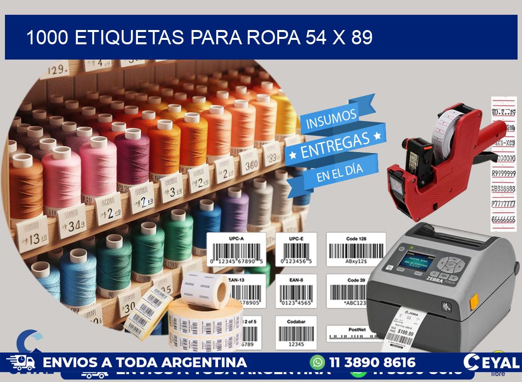 1000 ETIQUETAS PARA ROPA 54 x 89