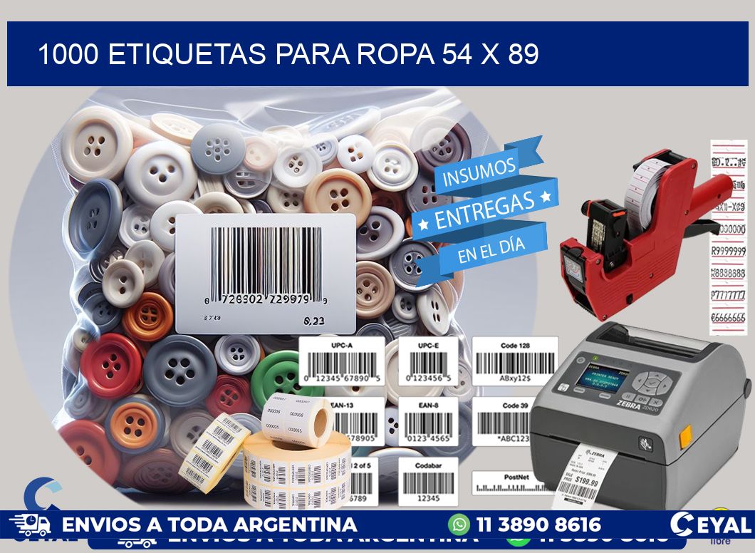 1000 ETIQUETAS PARA ROPA 54 x 89