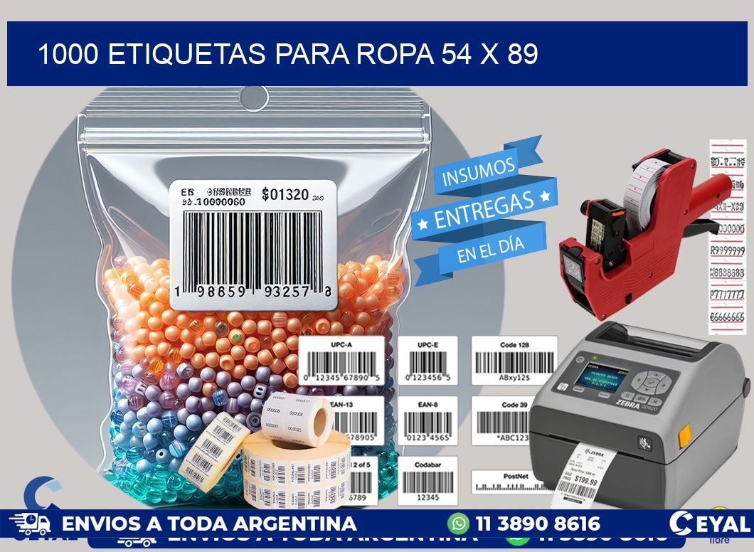 1000 ETIQUETAS PARA ROPA 54 x 89
