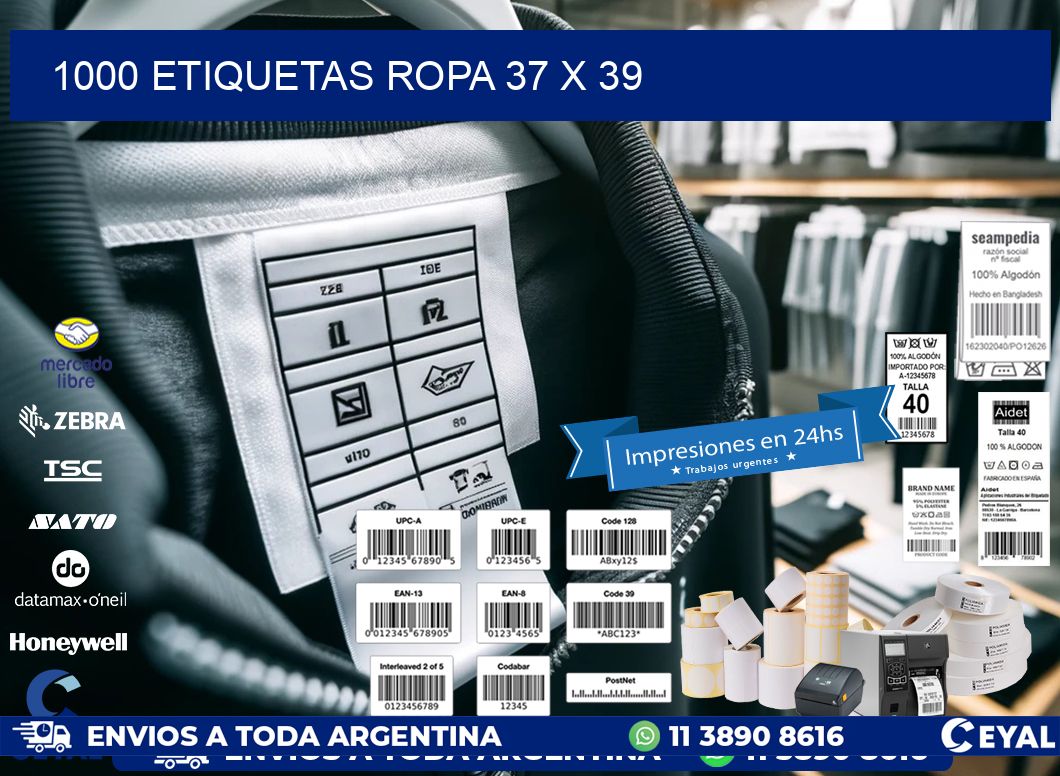 1000 ETIQUETAS ROPA 37 x 39
