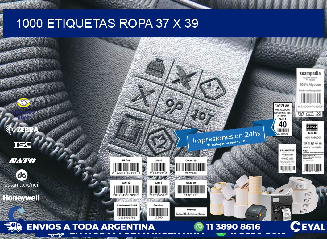 1000 ETIQUETAS ROPA 37 x 39