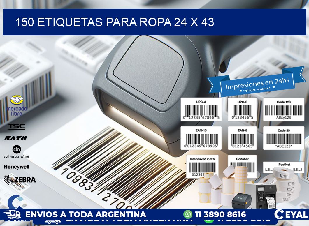 150 ETIQUETAS PARA ROPA 24 x 43