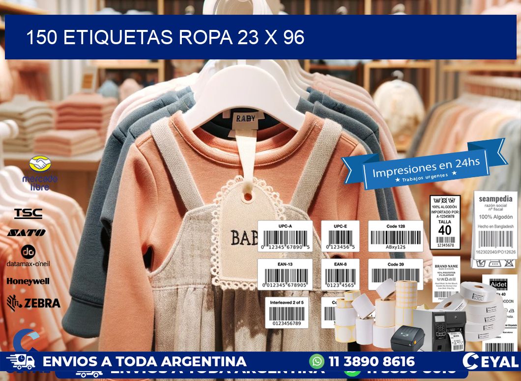 150 ETIQUETAS ROPA 23 x 96