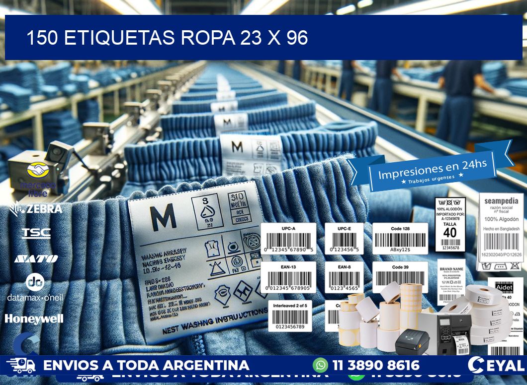 150 ETIQUETAS ROPA 23 x 96