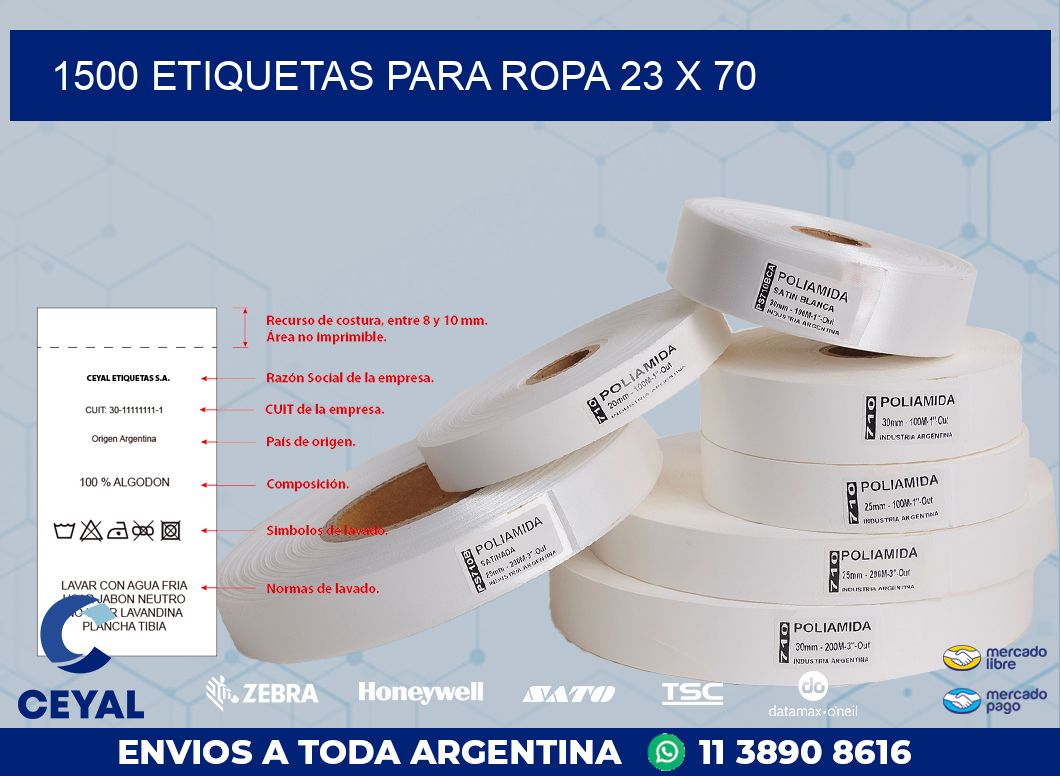 1500 ETIQUETAS PARA ROPA 23 x 70