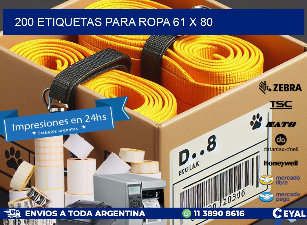 200 ETIQUETAS PARA ROPA 61 x 80
