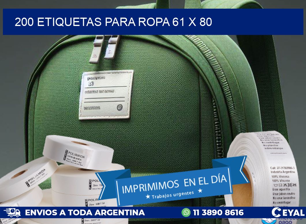 200 ETIQUETAS PARA ROPA 61 x 80