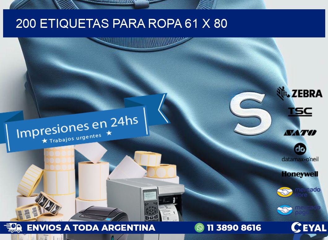 200 ETIQUETAS PARA ROPA 61 x 80