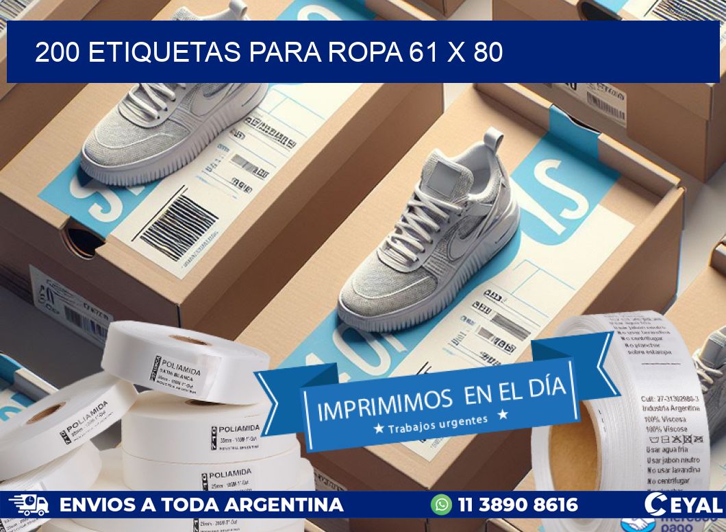 200 ETIQUETAS PARA ROPA 61 x 80