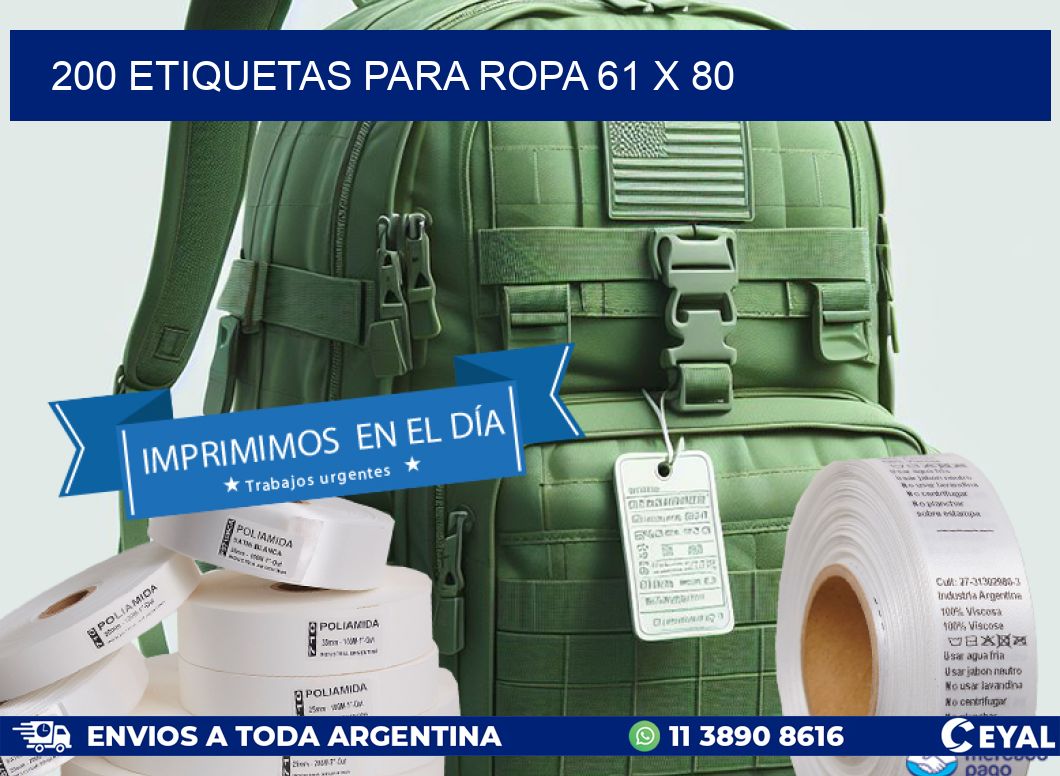 200 ETIQUETAS PARA ROPA 61 x 80