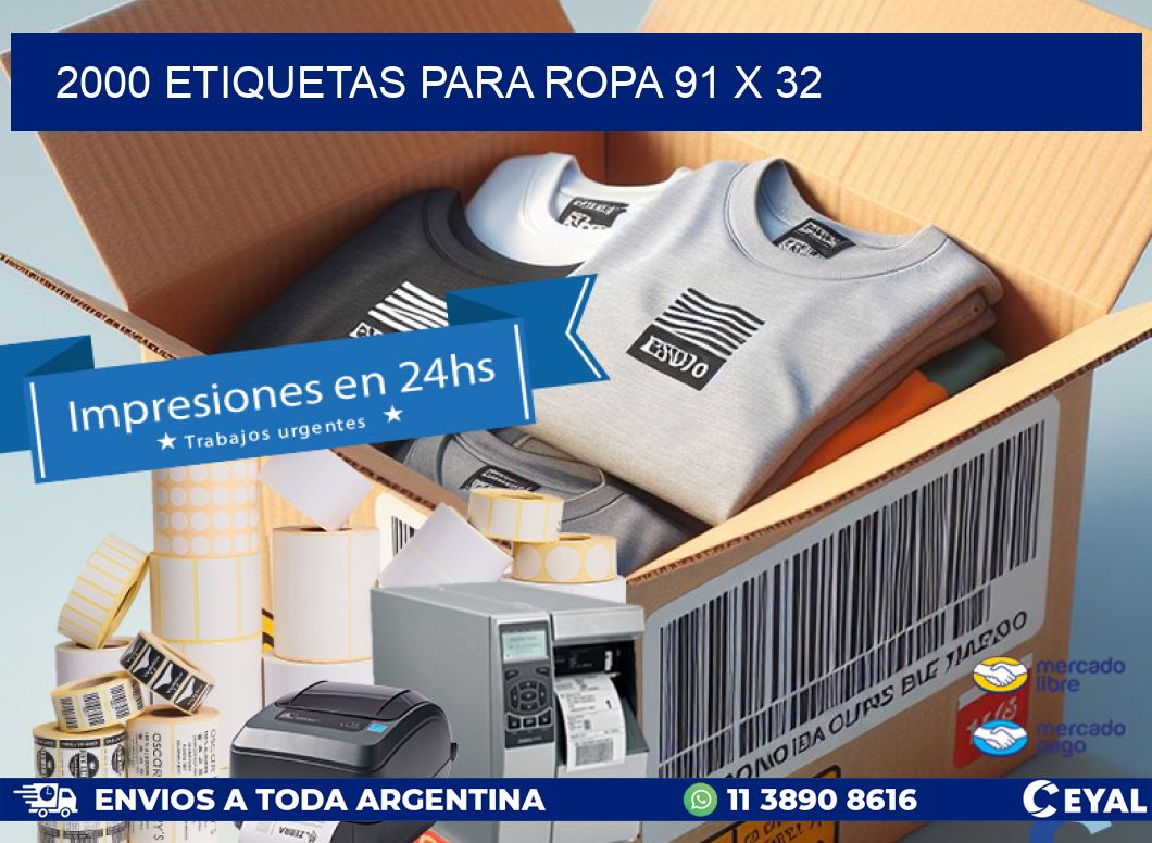 2000 ETIQUETAS PARA ROPA 91 x 32