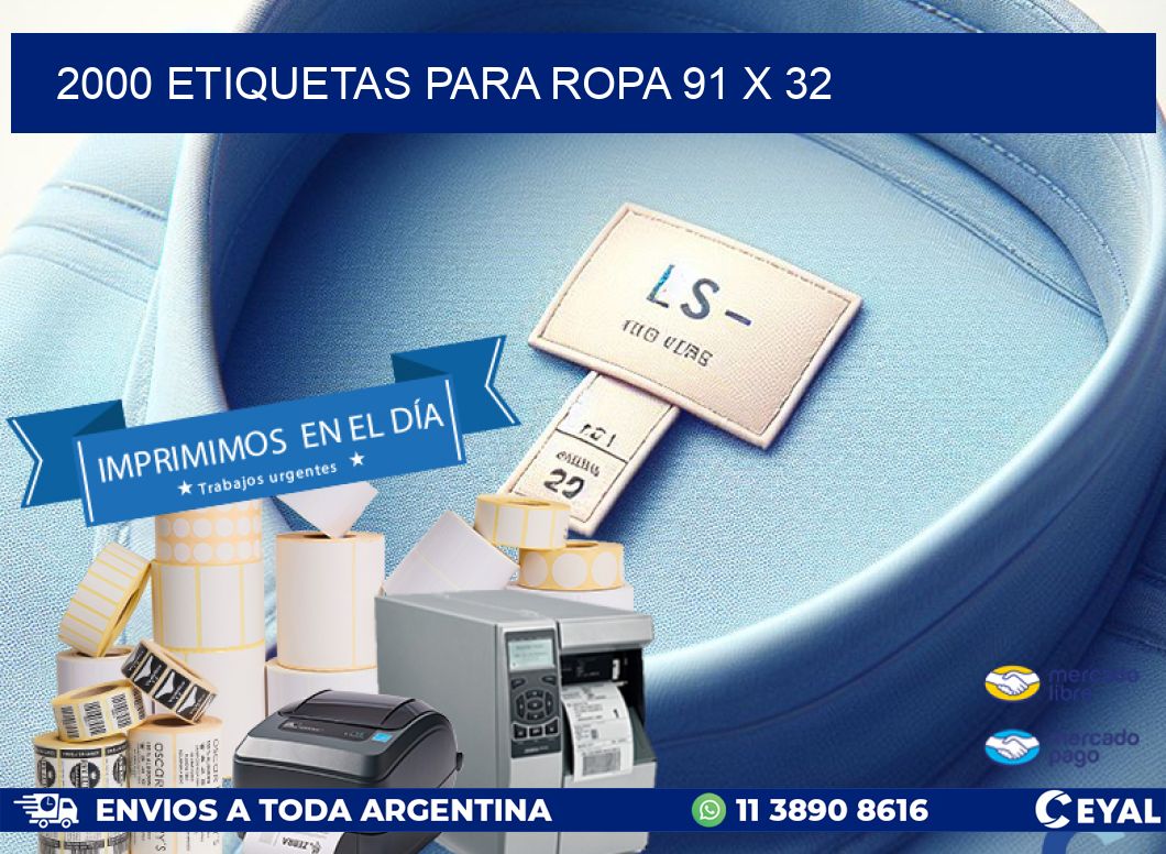 2000 ETIQUETAS PARA ROPA 91 x 32