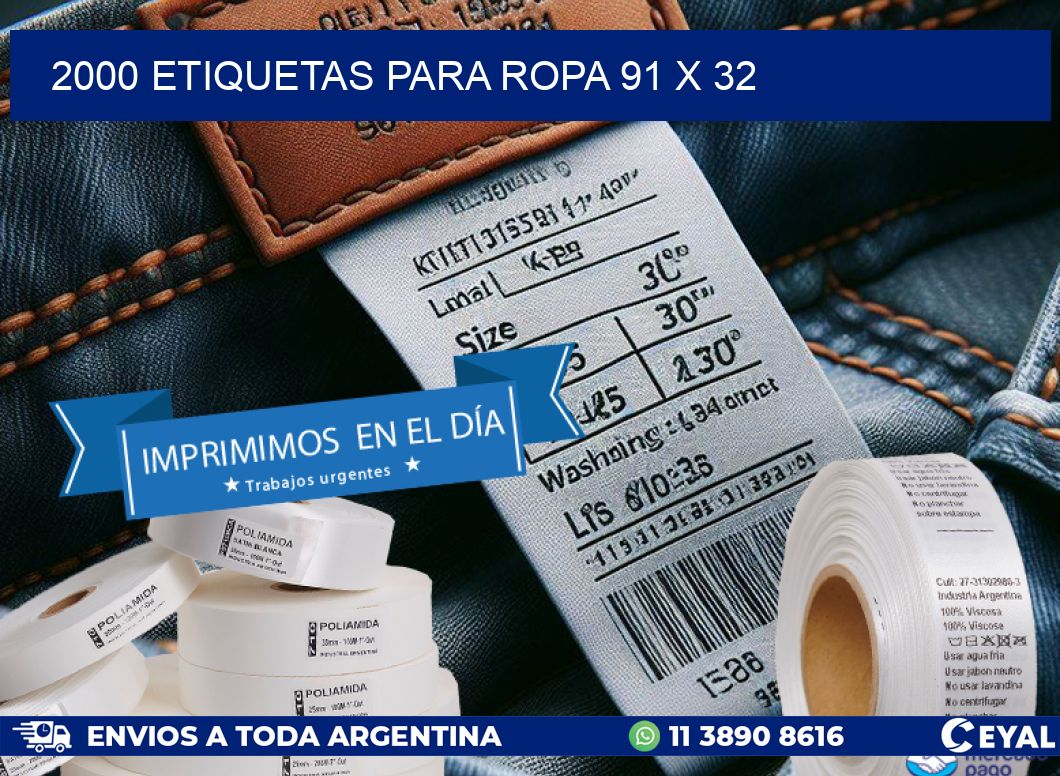 2000 ETIQUETAS PARA ROPA 91 x 32