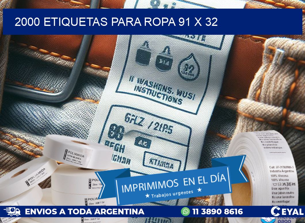 2000 ETIQUETAS PARA ROPA 91 x 32
