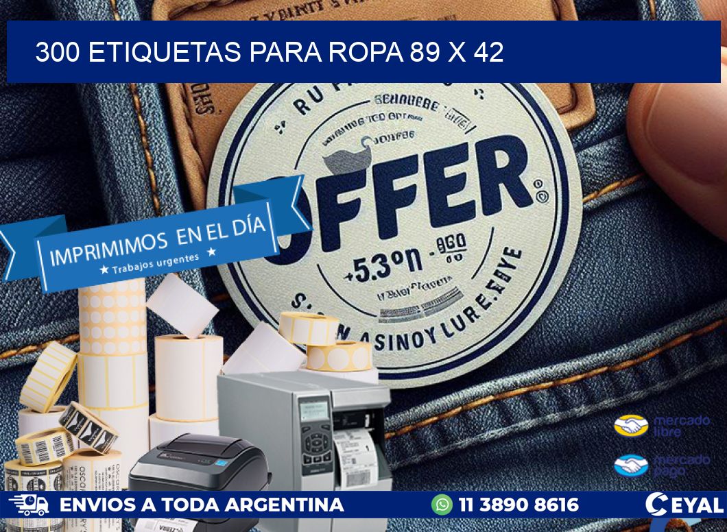 300 ETIQUETAS PARA ROPA 89 x 42