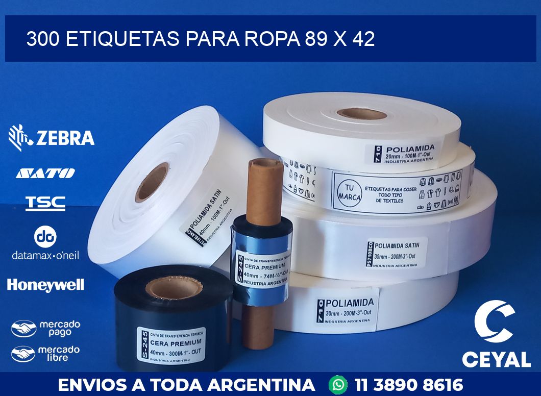 300 ETIQUETAS PARA ROPA 89 x 42