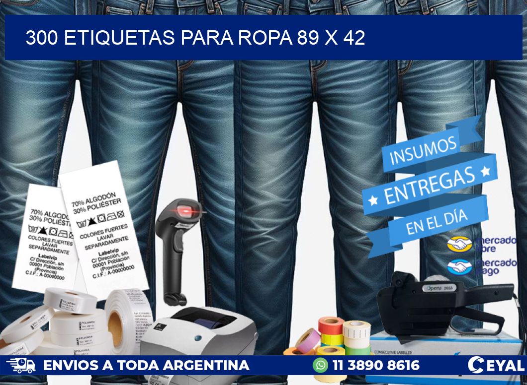 300 ETIQUETAS PARA ROPA 89 x 42