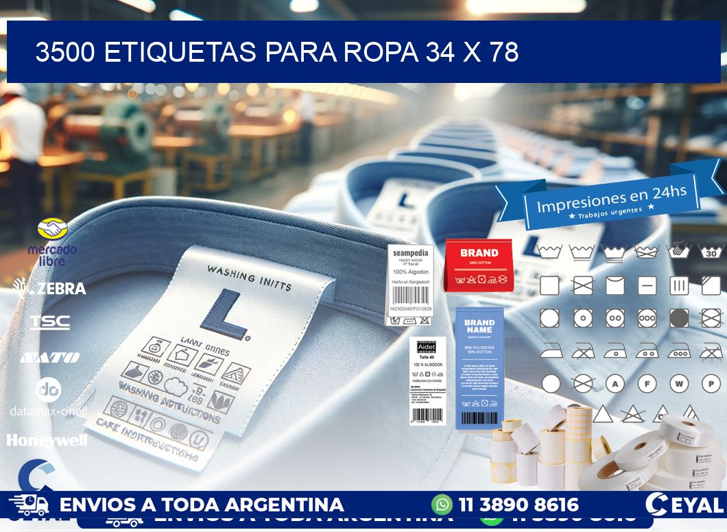 3500 ETIQUETAS PARA ROPA 34 x 78