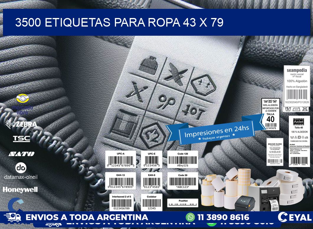 3500 ETIQUETAS PARA ROPA 43 x 79