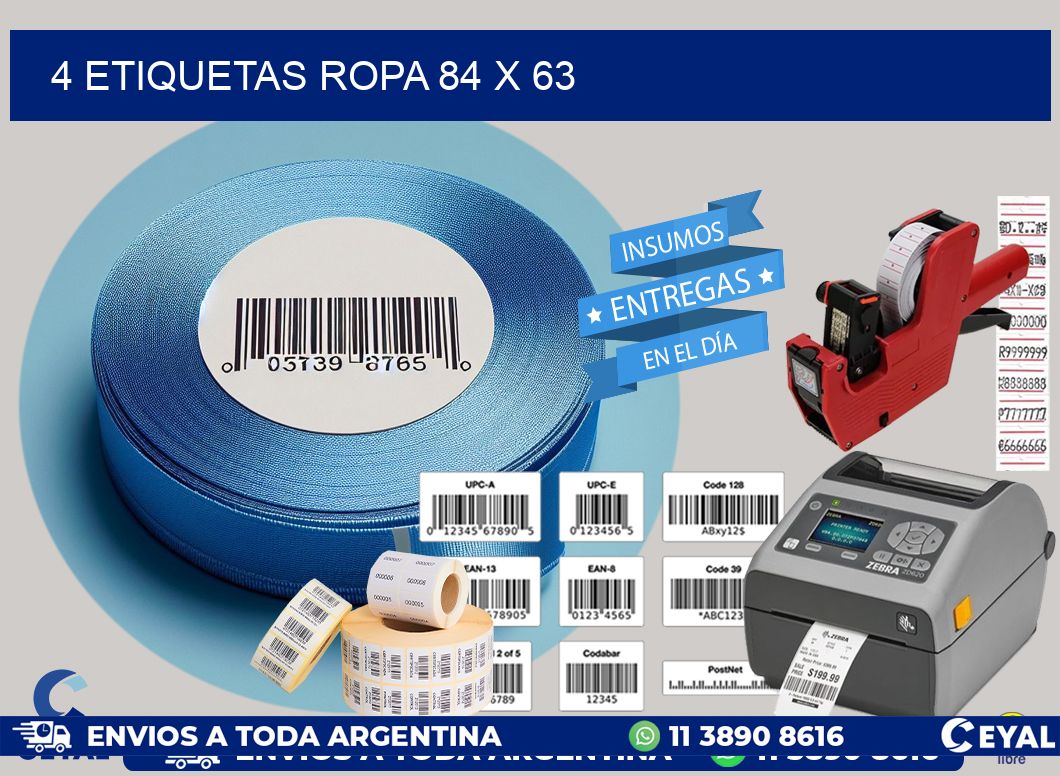 4 ETIQUETAS ROPA 84 x 63