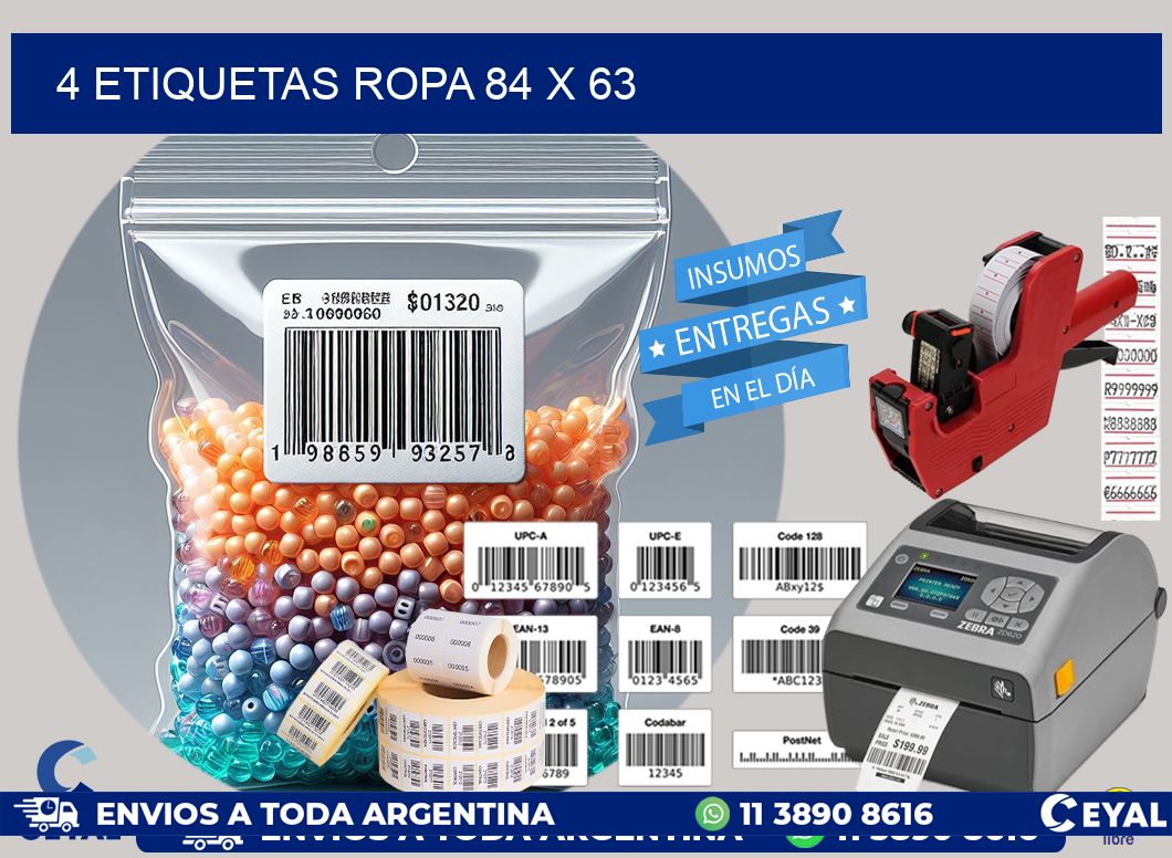 4 ETIQUETAS ROPA 84 x 63