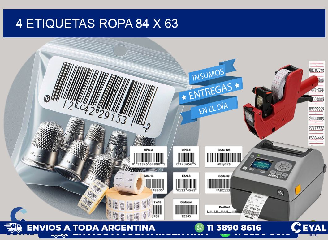 4 ETIQUETAS ROPA 84 x 63