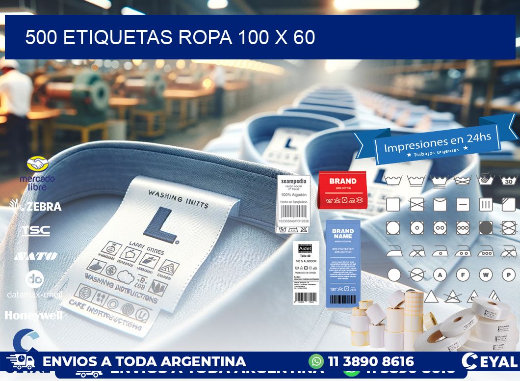 500 ETIQUETAS ROPA 100 x 60