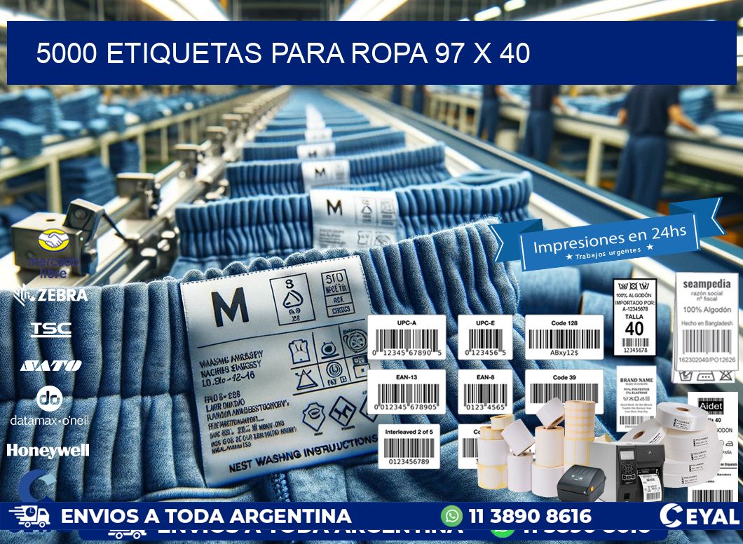 5000 ETIQUETAS PARA ROPA 97 x 40
