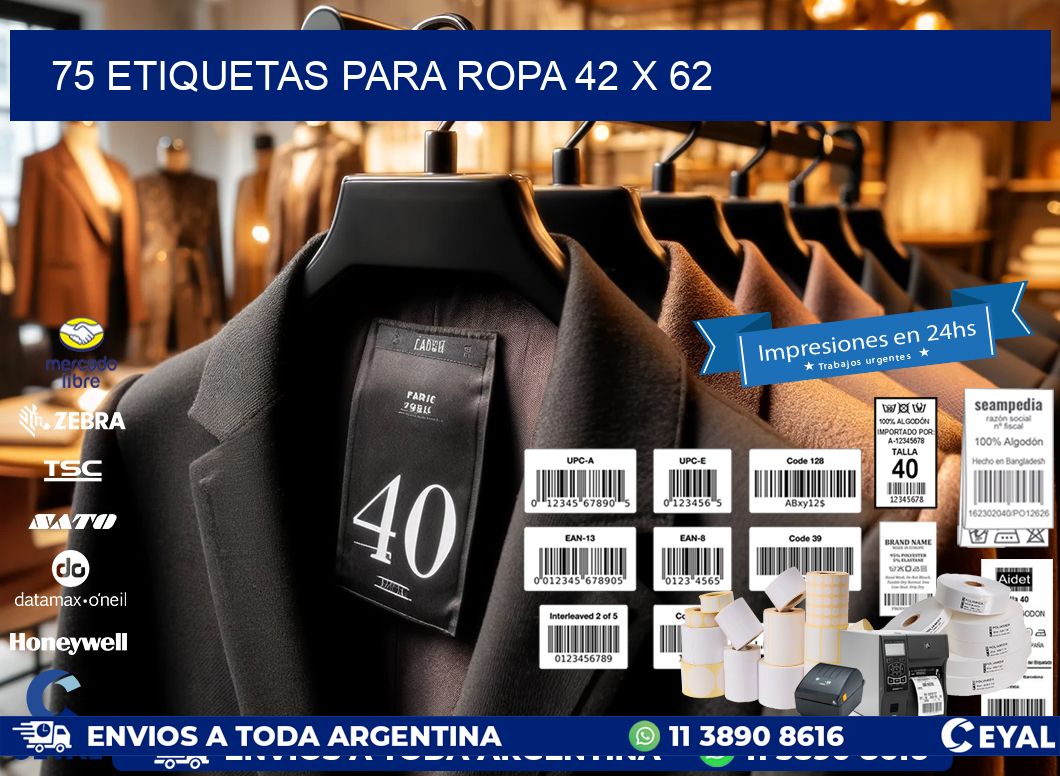 75 ETIQUETAS PARA ROPA 42 x 62