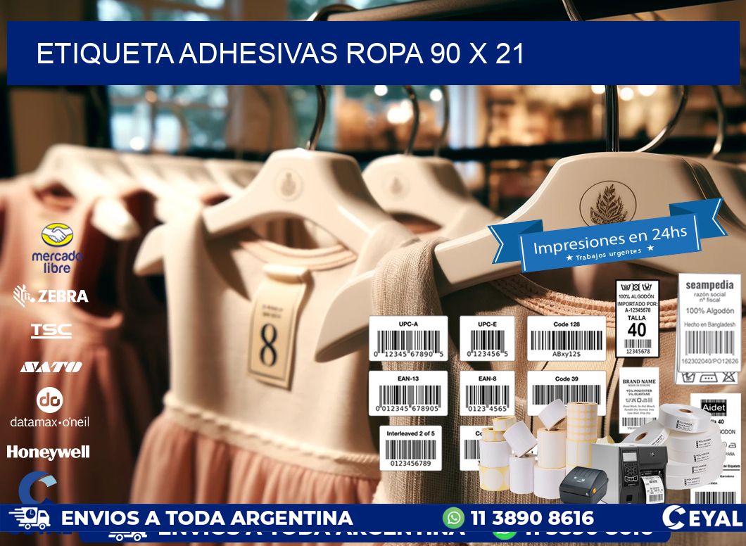 ETIQUETA ADHESIVAS ROPA 90 x 21
