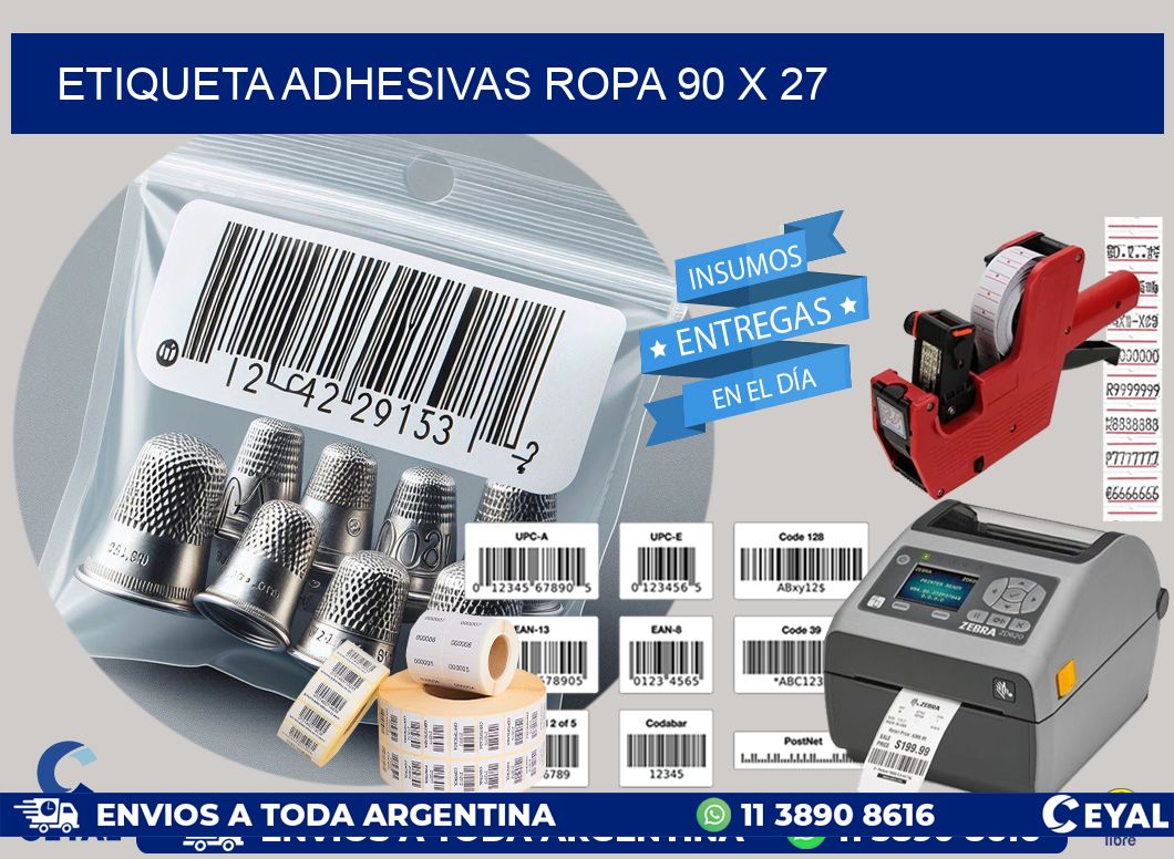 ETIQUETA ADHESIVAS ROPA 90 x 27