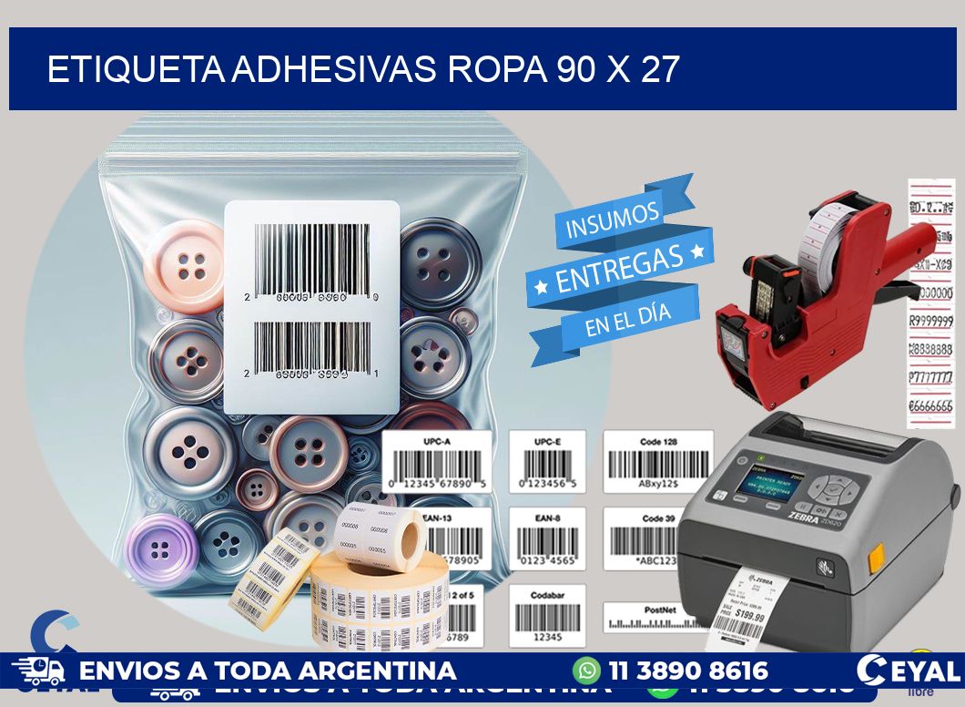 ETIQUETA ADHESIVAS ROPA 90 x 27
