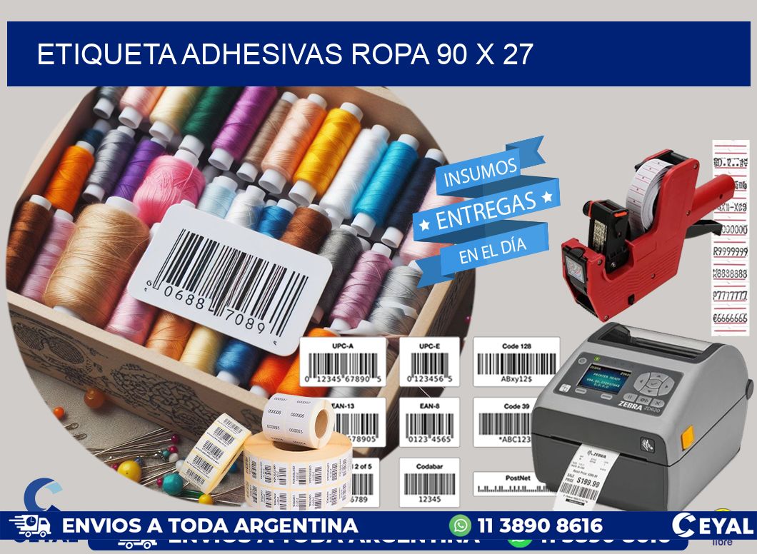 ETIQUETA ADHESIVAS ROPA 90 x 27